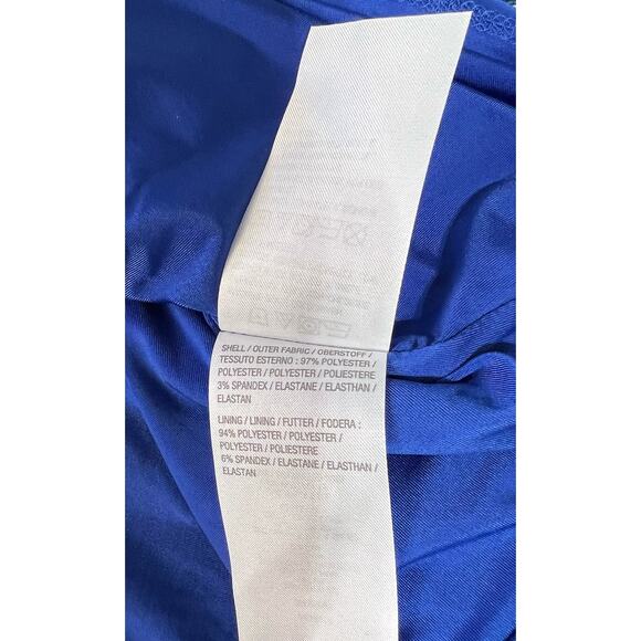 QVC Susan Graver Printed Mesh V-Neck 3/4 Sleeve Tiered Dress NWOT SIZE L LAPIS - Picture 7 of 9